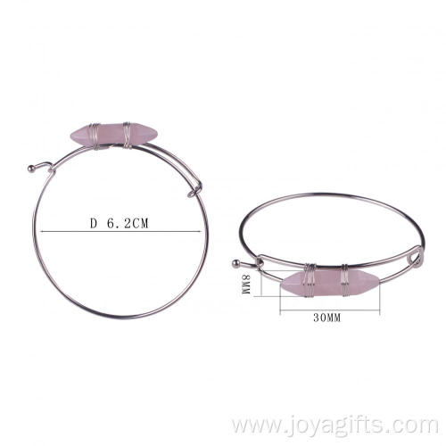 Wholesale Natural Rose Quartz Stone Healing Hexagon Bangle